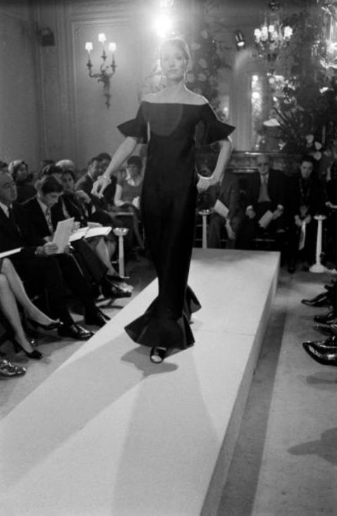 Rare Spring 1972 Christian Dior by Marc Bohan Haute Couture Blue Silk Gazaar Dress