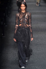 Fall 2017 Alexander McQueen by Sarah Burton Black Lace Dress w See Through Lace Back