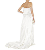2010-2011 Alexander McQueen Strapless Ivory Silk Dress w Hand Embroidered Flowers & Train