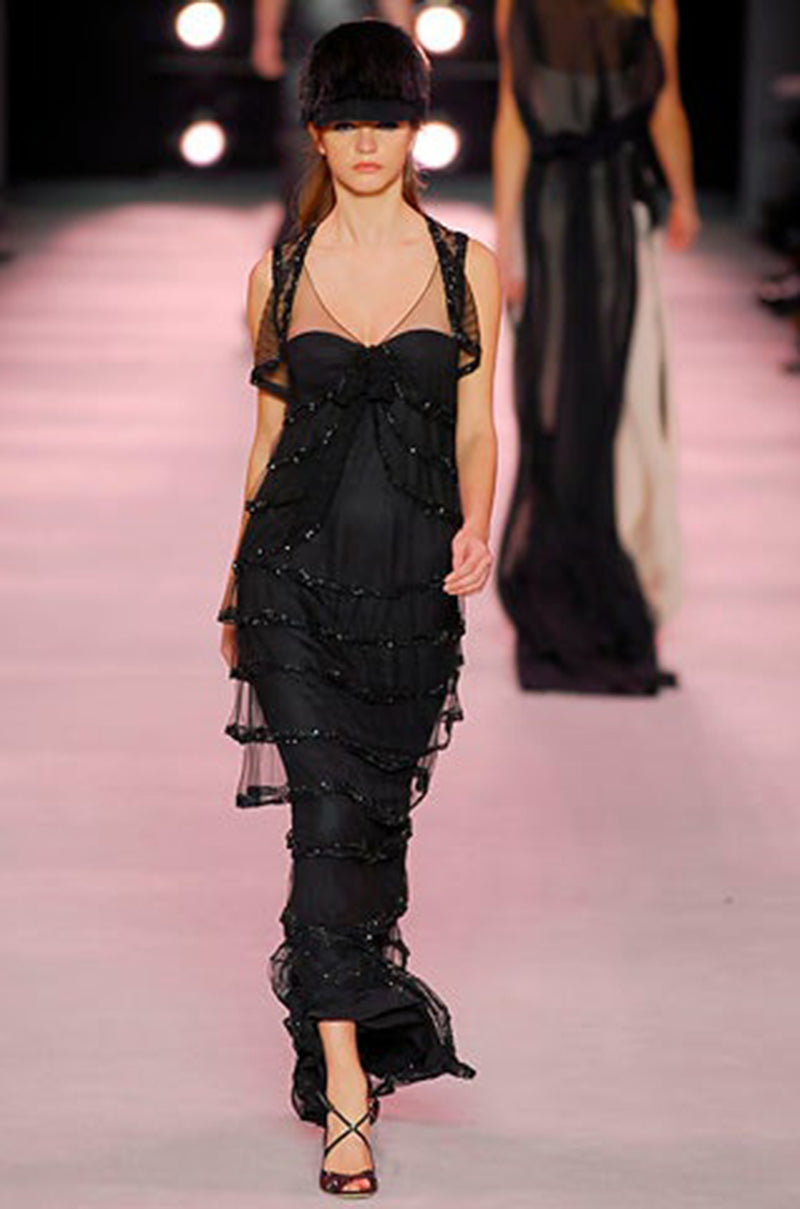 Fall 2006 Nina Ricci by Lars Nilsson Look 34 Black Net Column Dress w Shrimpton Couture Fall 2006 Nina Ricci by Lars Nilsson Look 34 Black Net Column Dress w Shrimpton Couture