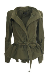 Fall 2014 Isabel Marant Runway Flared Hip Khaki Tie Waist Jacket