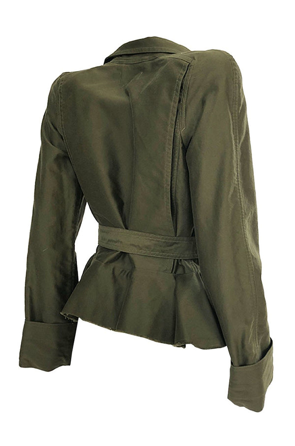 Fall 2014 Isabel Marant Runway Flared Hip Khaki Tie Waist Jacket