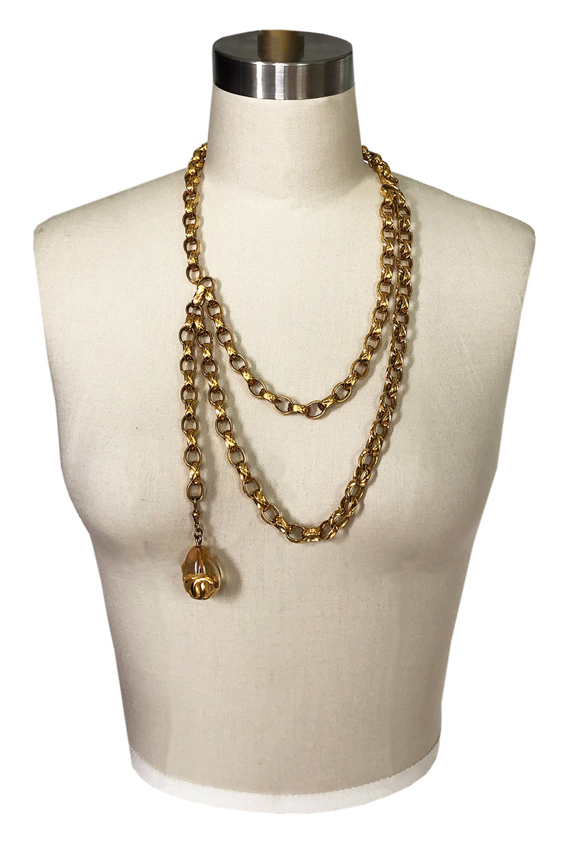Chanel Vintage Coco Chanel Silhouette Button Necklace