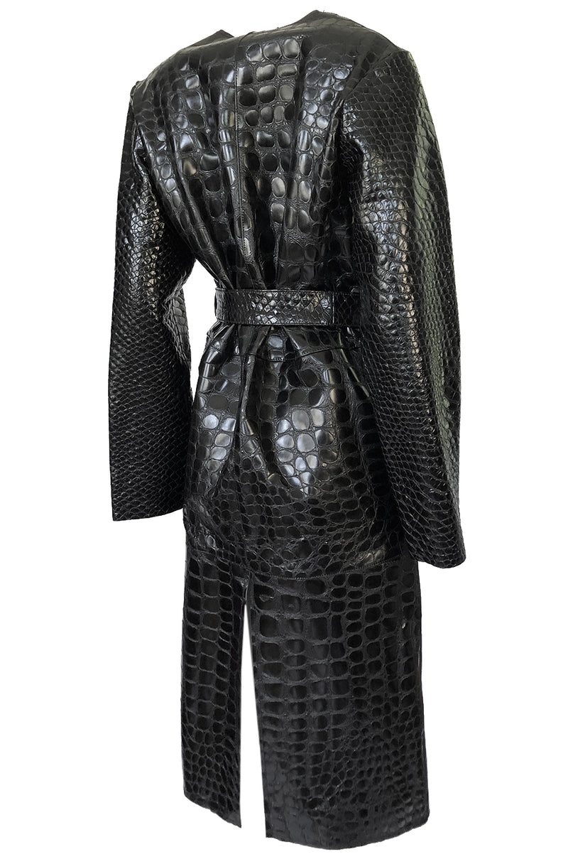 Fall 2017 The Attico 'Maria' Crocodile Embossed Glossed Leather Wrap Coat