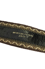 1980s Emanuel Ungaro Alligator and Metal Buckle Brown Leather Belt