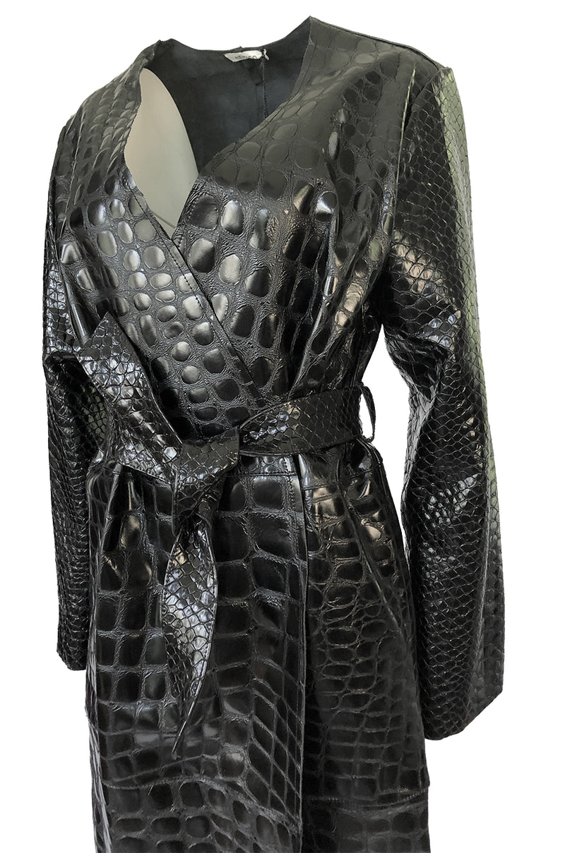 Fall 2017 The Attico 'Maria' Crocodile Embossed Glossed Leather Wrap Coat