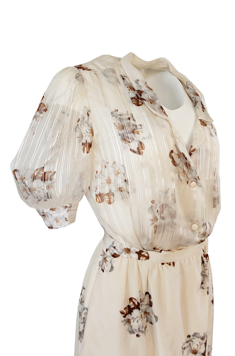Spring 1981 Christian Dior by Marc Bohan Haute Couture Silk Top & Skirt Set