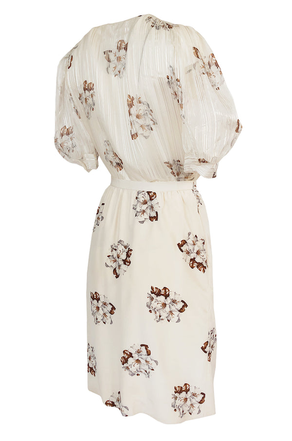 Spring 1981 Christian Dior by Marc Bohan Haute Couture Silk Top & Skirt Set