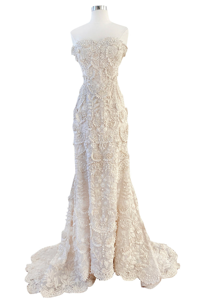 Spring 2008 Oscar De La Renta Embroidered Beaded Ribbon Work Floral Si Shrimpton Couture Spring 2008 Oscar De La Renta Embroidered Beaded Ribbon Work Floral Si Shrimpton Couture