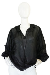 Fall 1977 Yves Saint Laurent Black Lame Thread Silk Top