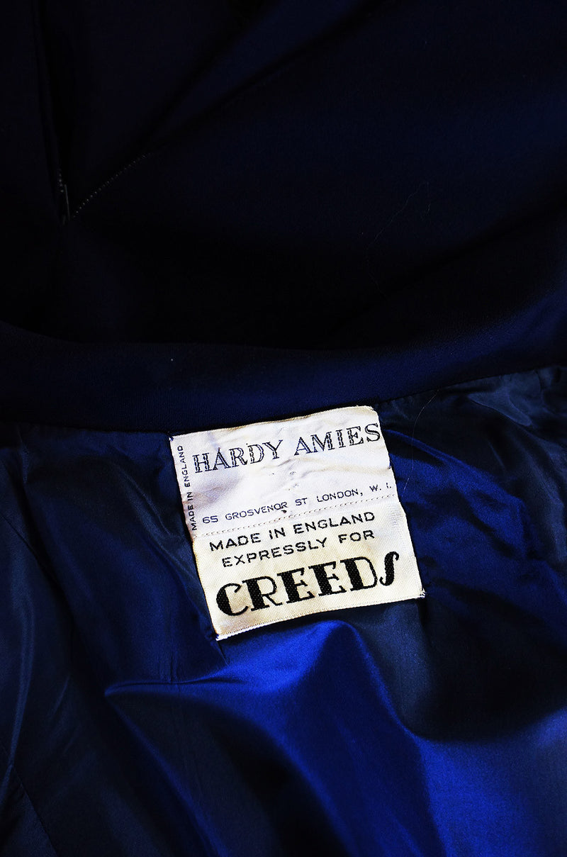 1950s Rare Hardies Amies Navy Bow Suit