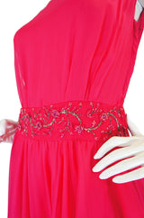1960s Silk Chiffon Tiered Dress w Capelet