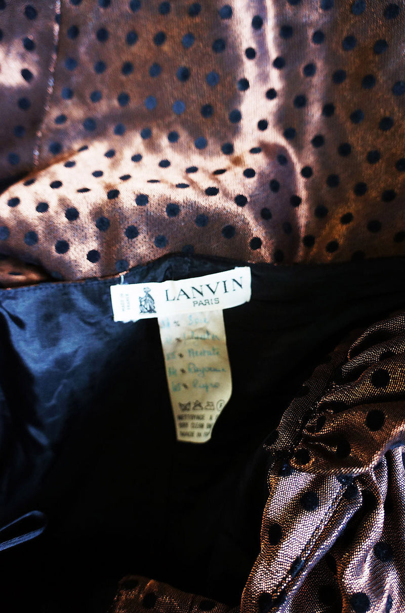 1980s Off Shoulder Dotted Lanvin Dress