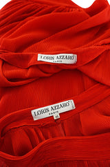 Late 1970s Loris Azzaro Couture Red Pant & Wrap Top