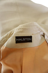 1970s Halston Khaki Trench Coat with Oversized Collar