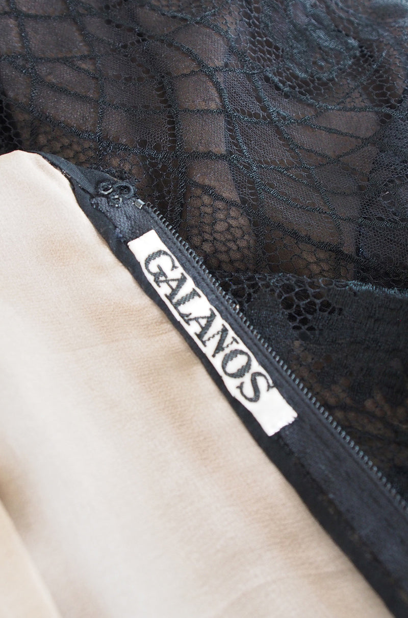 1970s Fine Lace Sexy James Galanos Couture Slip Dress