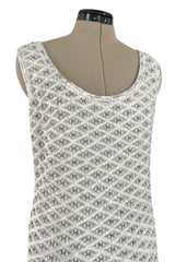 Fabulous 1960s Madeleine de Rauch Haute Couture Pearl White Sequin & Rhinestone Dress