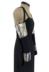 Avent Garde Fall 1991 Karl Lagerfeld Suspended Sleeve Dress w Flat Silver Sequin Detailing