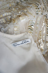 Resort 2008 Oscar de la Renta Runway Muted Gold Paillette & Beaded Dress on Silk Net
