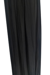 1970s Chloe by Karl Lagerfeld Black Silk Chiffon Tiny Knife Pleated Empire Bodice Dress