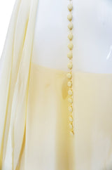 1970s Yellow Silk Chiffon Stavropoulos Caftan Dress