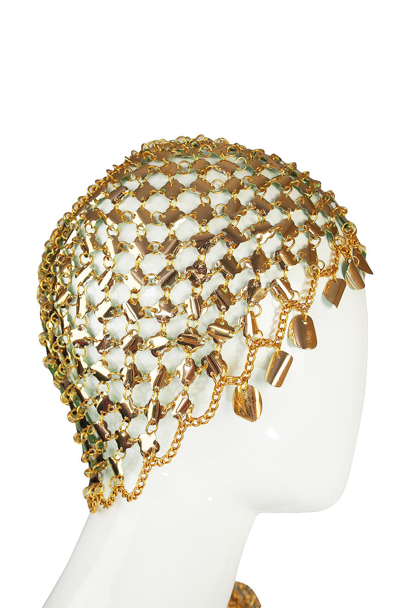 Rare 1970s Paco Rabanne Chain Mail Dress & Headpiece