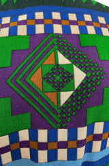 Ad Campaign Fall 1972 Lanvin by Jules-Francois Crahay Green & Blue Geometric Pattern Dress