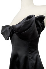 Spring 1996 Vivienne Westwood Bow Front Black Silk Satin Strapless Corset Dress