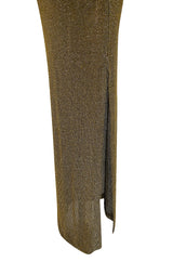 1980s Bill Blass Easy Fitting Gold Lurex Knit American Sportswear Chic Feeling Dress