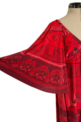 Spring 2017 Valentino by PierPaolo Piccioli Red Silk Dress w Zandra Rhodes Print