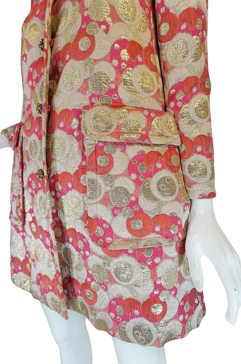 1960s Pink Metallic Pat Sandler Dress & Coat