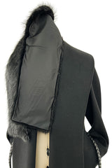 Incredible Fall 2006 Alexander McQueen Black Cashmere Coat w Detachable Fur Collar