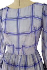 Incredible 1960s Sybil Connolly Couture Pale Lavender Ruffled Silk Gauze Dress