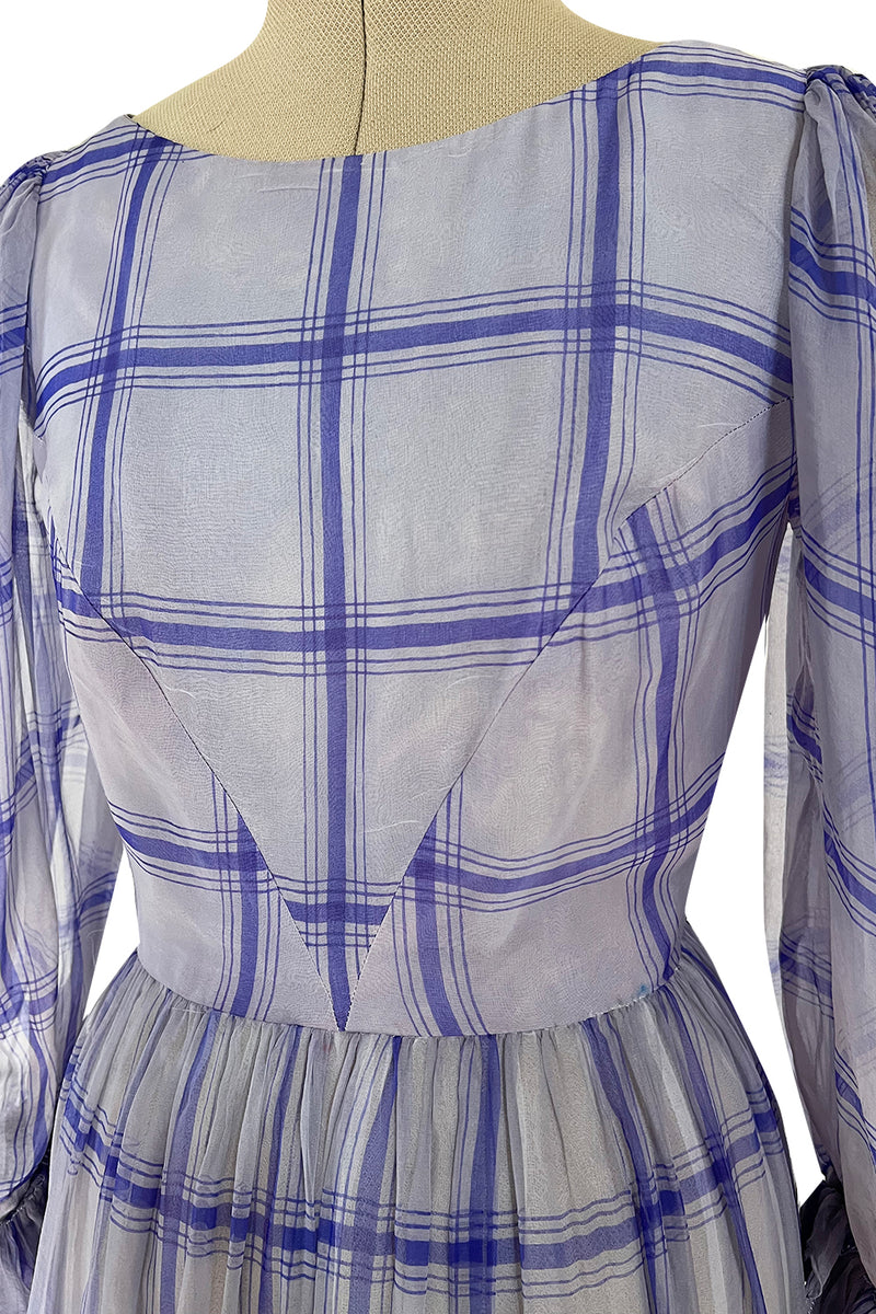 Incredible 1960s Sybil Connolly Couture Pale Lavender Ruffled Silk Gauze Dress
