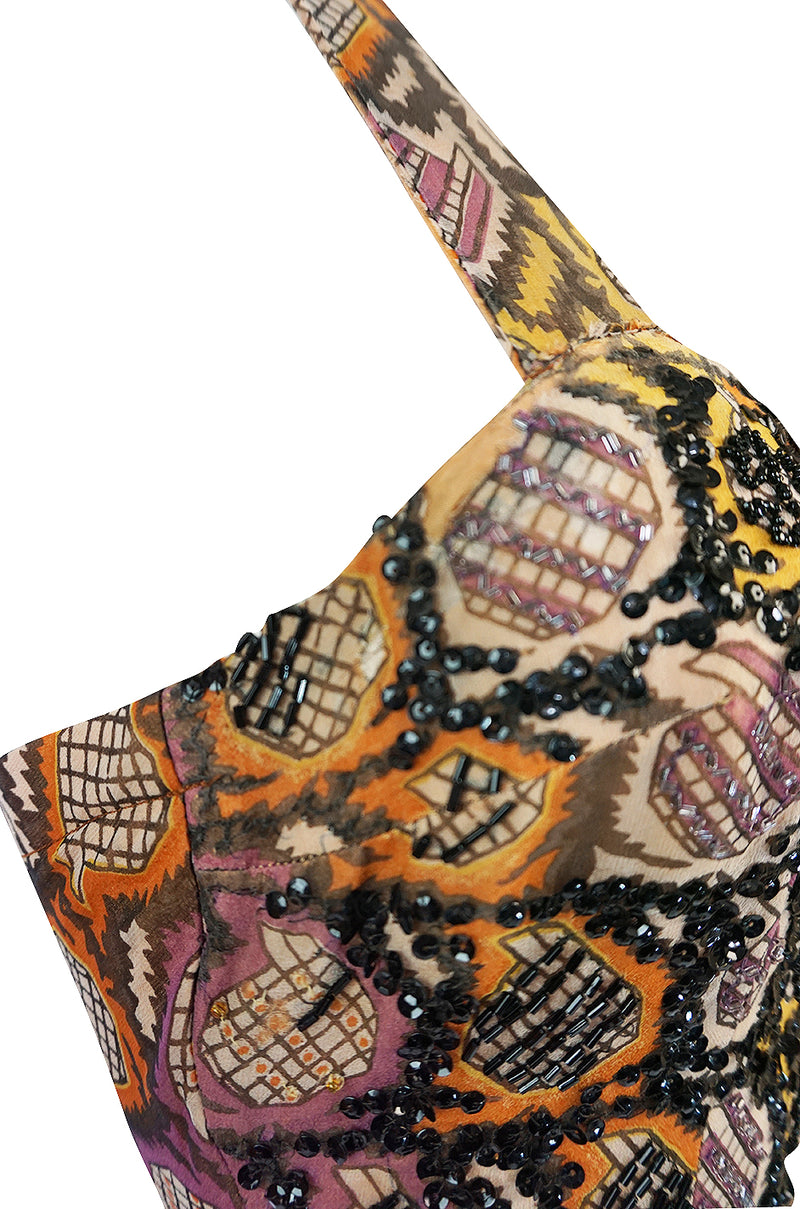 Museum Exhibited 1970 Thea Porter Couture Dress in Silk & Beads