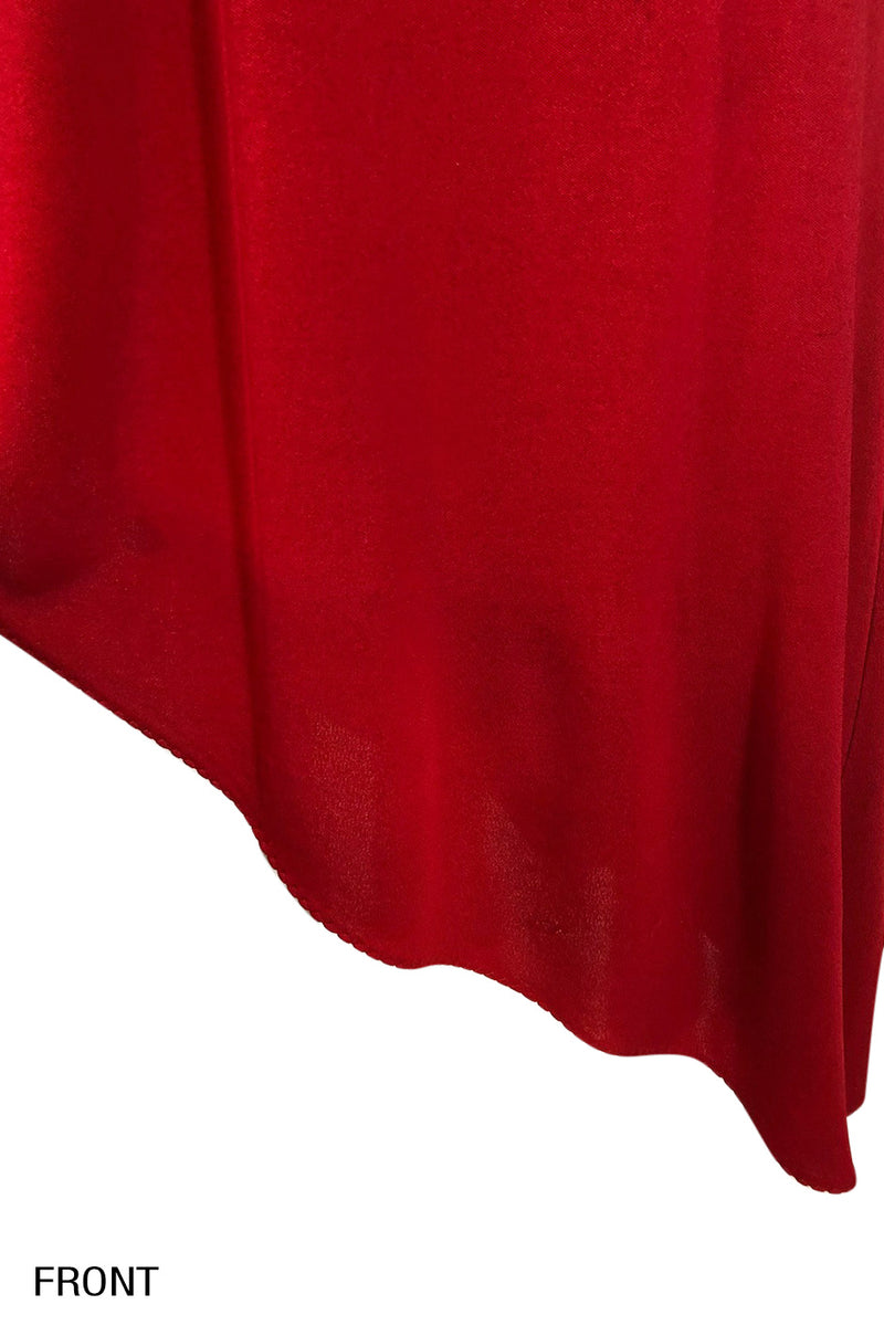 1970s Stephen Burrows Hand Beaded Red Jersey Halter Dress