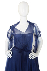 Late 1940s Norman Hartnell Attr Couture Net Gown