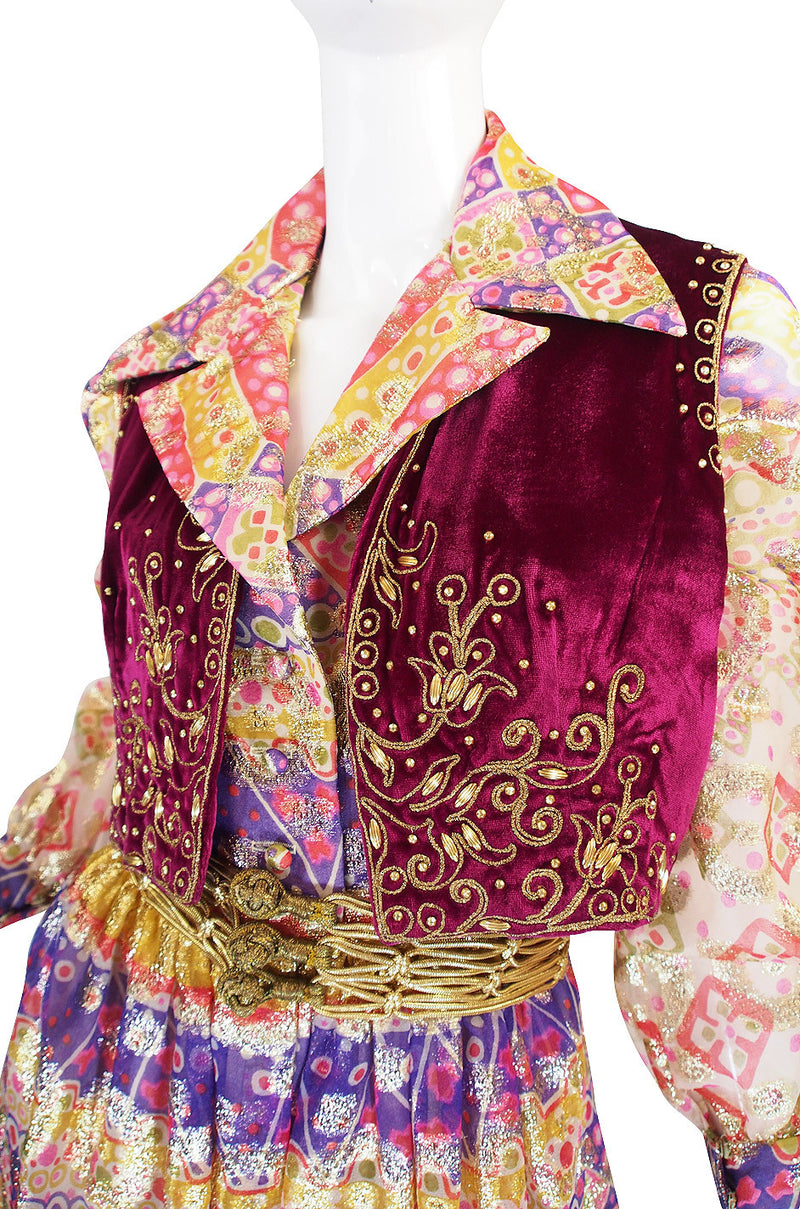 1969 Oscar de la Renta Gypsy Metallic Dress Set