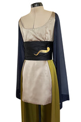 Fall 1994 Guy Laroche Haute Couture Runway Wide Sleeve Dress w Cumberbund & Back Skirt Panel
