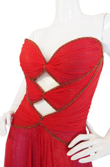 Fall 2001 Red & Gold Bob Mackie Cut Out Gown