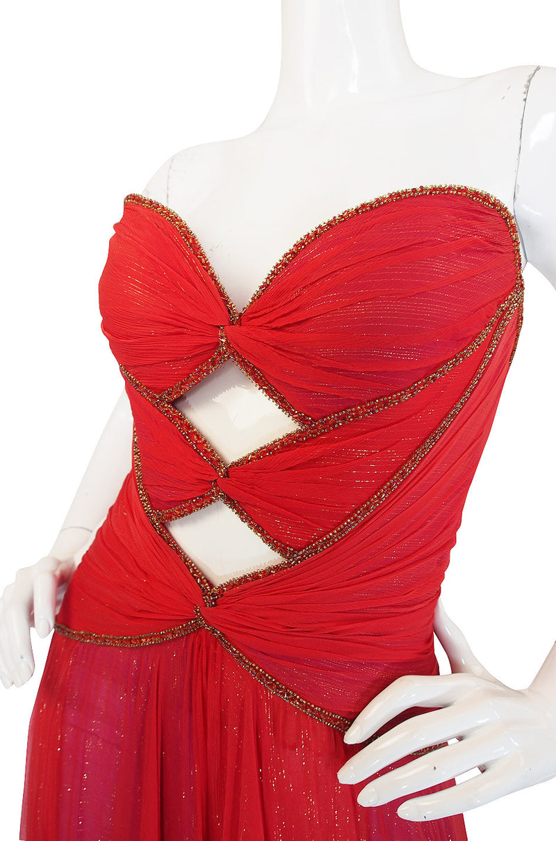 Fall 2001 Red & Gold Bob Mackie Cut Out Gown