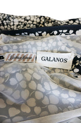 1960s James Galanos Clover & Heart Billow Sleeve Silk Dress