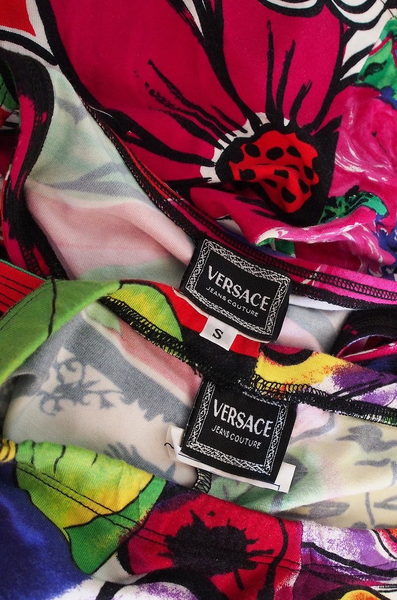 1990s Floral Versace Jeans Couture Bodysuit & Tights