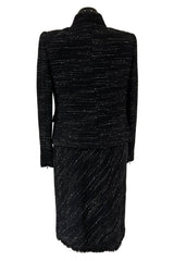 Chic Fall 2004 Chanel by Karl Lagerfeld Haute Couture Black & White Boucle Runway Dress & Jacket
