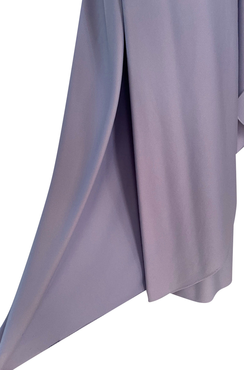 Classic 1978 Halston One Shoulder Draped Pastel Purple Jersey Full Length Maxi Dress