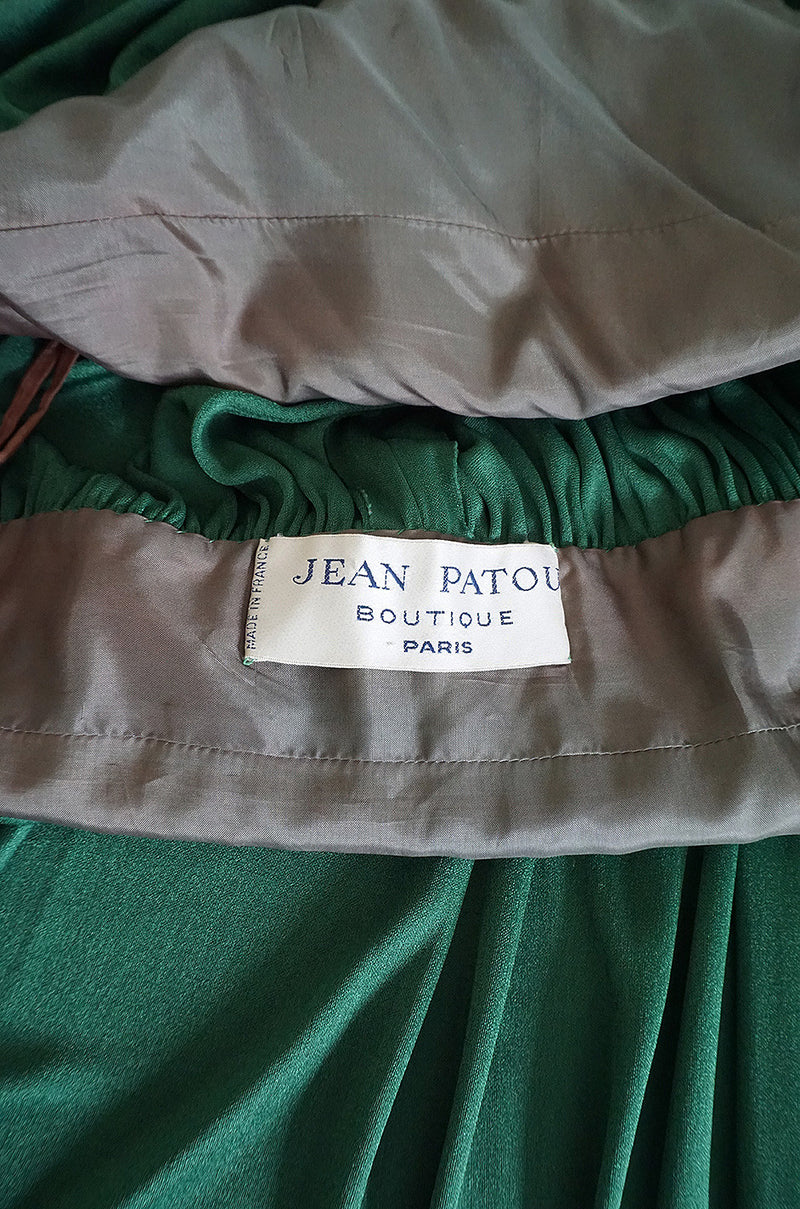 1960s Jean Patou Demi-Couture Green Jersey Caftan Dress