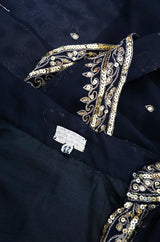 1960s Silk Chiffon & Gold Thread and Sequin Caftan