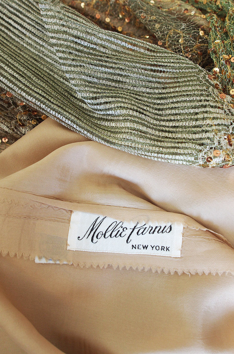 1960s Fine Gold Sequin & Net Mollie Parnis Dress