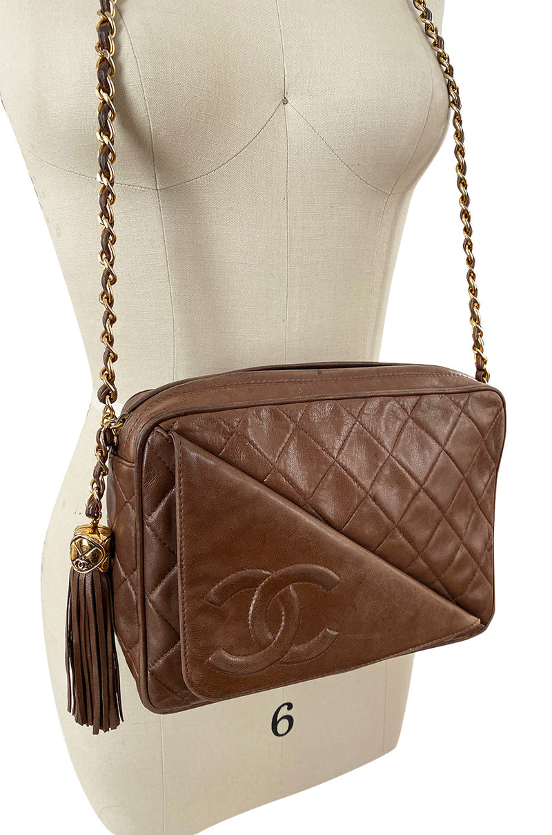 Chanel Brown CC Logo Tassel Crossbody Bag - shop 