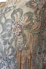 1980s Fernando Pena Gold & Pink Bead Sequin & Net Dress